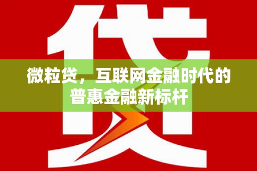 公安微粒贷，互联网金融时代的普惠金融新标杆