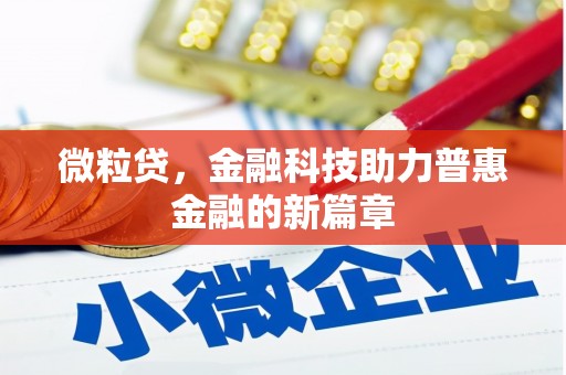 公安微粒贷，金融科技助力普惠金融的新篇章