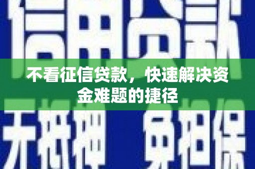 公安不看征信贷款，快速解决资金难题的捷径
