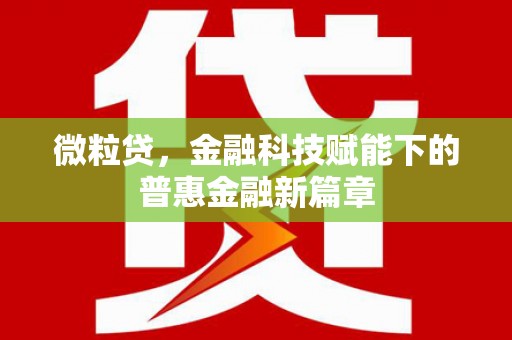 公安微粒贷，金融科技赋能下的普惠金融新篇章