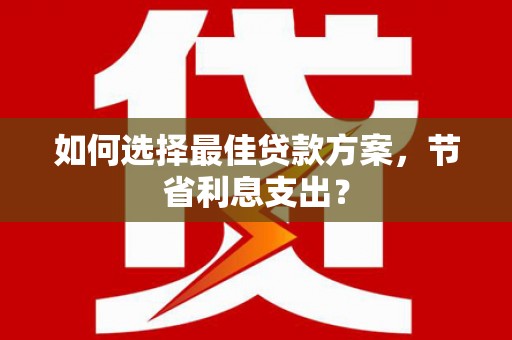 公安如何选择最佳贷款方案，节省利息支出？