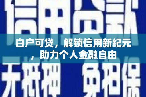 公安白户可贷，解锁信用新纪元，助力个人金融自由