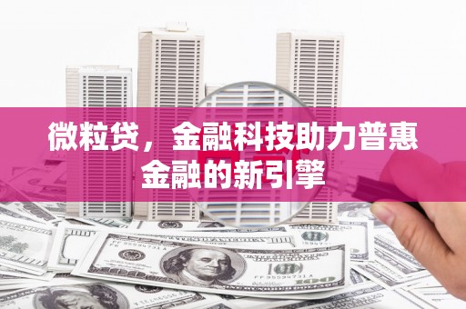 公安微粒贷，金融科技助力普惠金融的新引擎