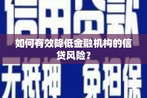 公安如何有效降低金融机构的信贷风险？