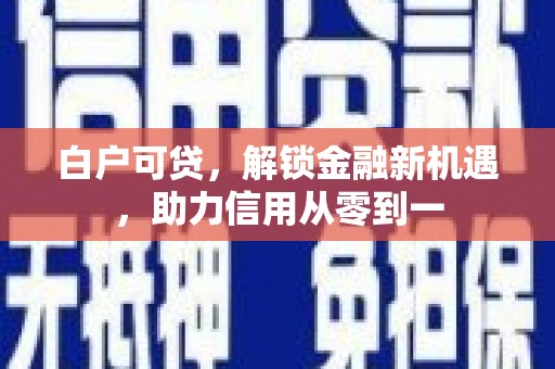 公安白户可贷，解锁金融新机遇，助力信用从零到一