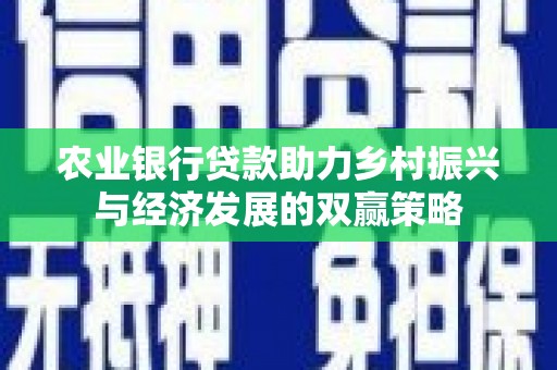 公安农业银行贷款助力乡村振兴与经济发展的双赢策略