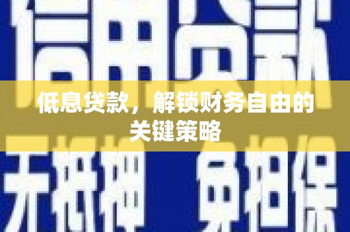 公安低息贷款，解锁财务自由的关键策略