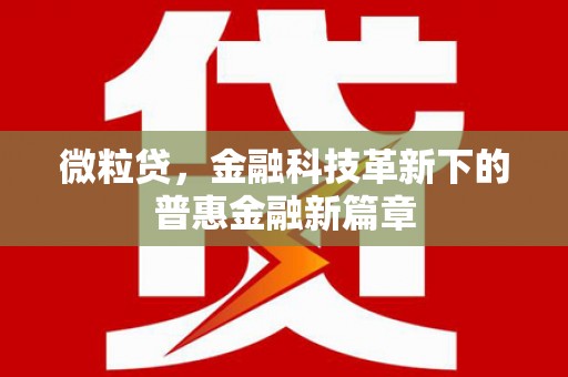 公安微粒贷，金融科技革新下的普惠金融新篇章