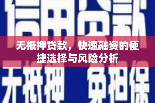 公安无抵押贷款，快速融资的便捷选择与风险分析
