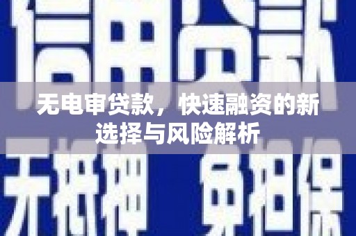 公安无电审贷款，快速融资的新选择与风险解析