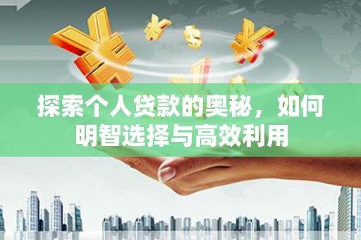 公安探索个人贷款的奥秘，如何明智选择与高效利用